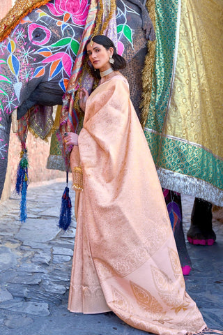 BEIGE KANJEEVARAM HANDLOOM SILK SAREE 