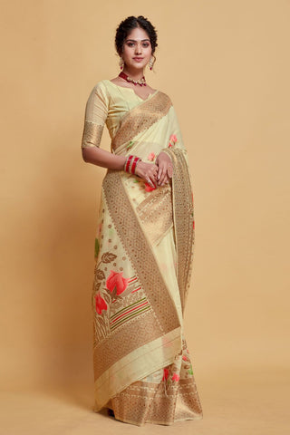 Beige Soft Cotton Saree