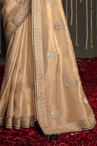 BEIGE SOFT TISSUE SILK SAREE