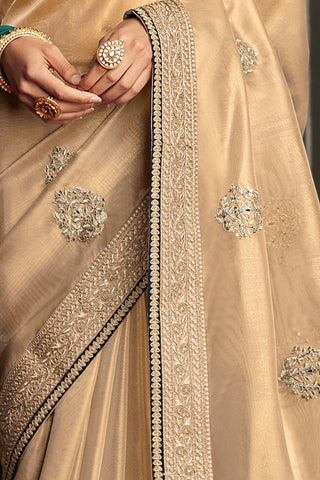 BEIGE SOFT TISSUE SILK SAREE