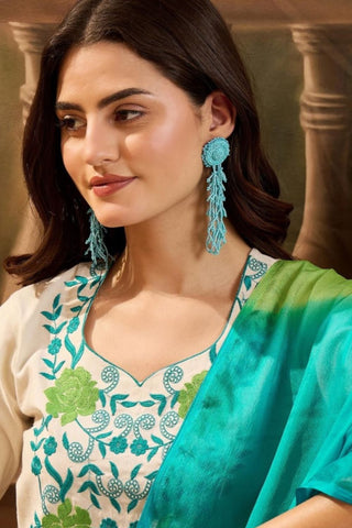 Beige Viscose With Embroidery Kurta Set_Kumari Sarees