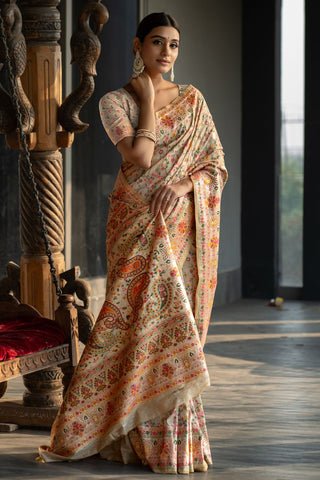 Beige Soft Modal Silk Saree