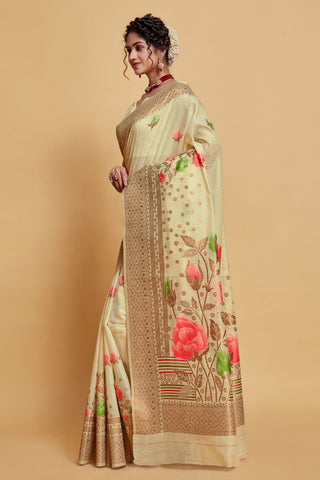 Beige Soft Cotton Saree