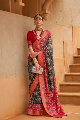 Black Banarasi Patola Silk Saree