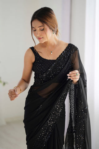 Black Georgette Silk Saree_Kumari Sarees