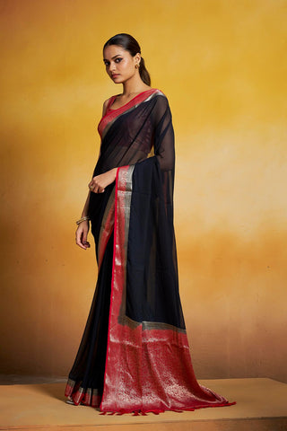 Black Georgette Silk Saree_Kumari Sarees