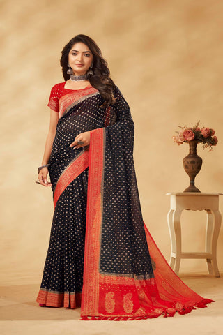 Black Pure Georgette Saree_Kumari Sarees