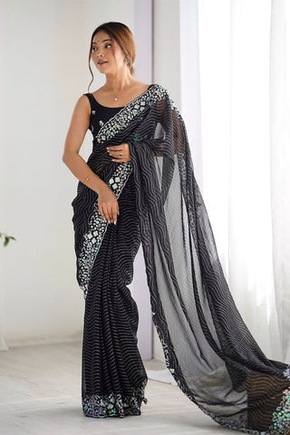 Black Georgette Silk Saree_Kumari Sarees