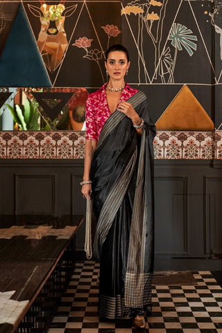 Black Woven Pure Viscose Saree