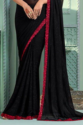 BLACK CHIFFON SAREE