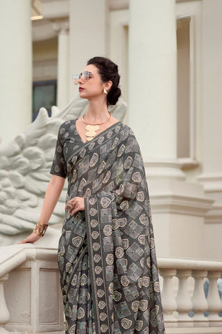 Black Pure Mulmul Silk Saree