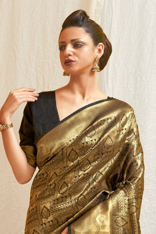 BLAC KANJEEVARAM HANDLOOM SILK SAREE 