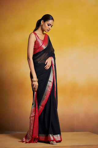 Black Georgette Silk Saree_Kumari Sarees