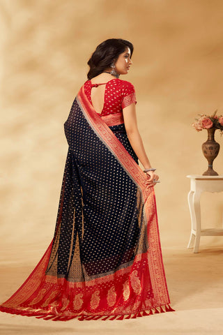 Black Pure Georgette Saree_Kumari Sarees