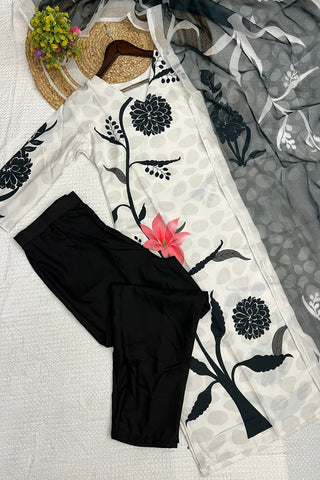 Black Viscose Reyon Embroidered Silk Kurta Set_Kumari Sarees