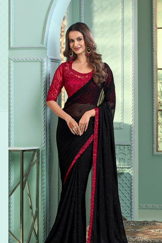 BLACK CHIFFON SAREE