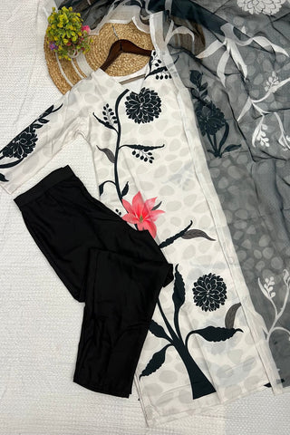 Black Viscose Reyon Embroidered Silk Kurta Set_Kumari Sarees