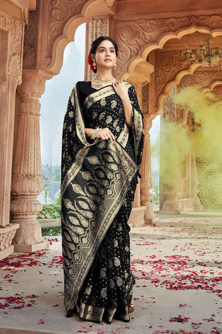 Black Georgette Silk Saree_Kumari Sarees