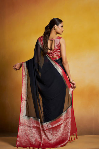 Black Georgette Silk Saree_Kumari Sarees