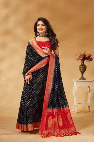 Black Pure Georgette Saree_Kumari Sarees
