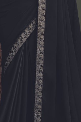 Black Soft Glass Silk Saree