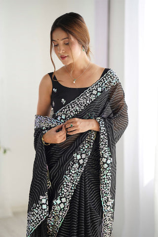 Black Georgette Silk Saree_Kumari Sarees