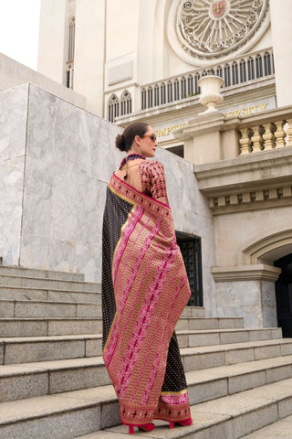 Black Soft Banarasi Silk Saree