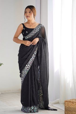 Black Georgette Silk Saree_Kumari Sarees