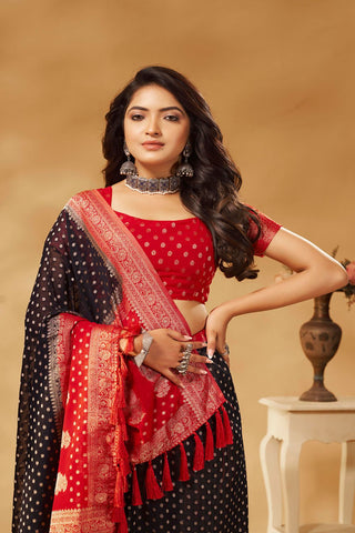 Black Pure Georgette Saree_Kumari Sarees
