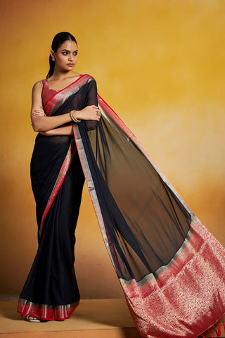 Black Georgette Silk Saree_Kumari Sarees