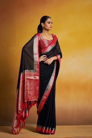 Black Georgette Silk Saree_Kumari Sarees