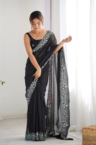 Black Georgette Silk Saree_Kumari Sarees