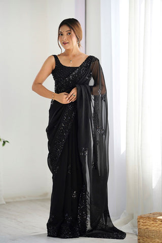 Black Georgette Silk Saree_Kumari Sarees