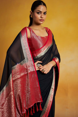 Black Georgette Silk Saree_Kumari Sarees