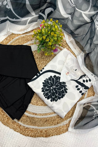 Black Viscose Reyon Embroidered Silk Kurta Set_Kumari Sarees