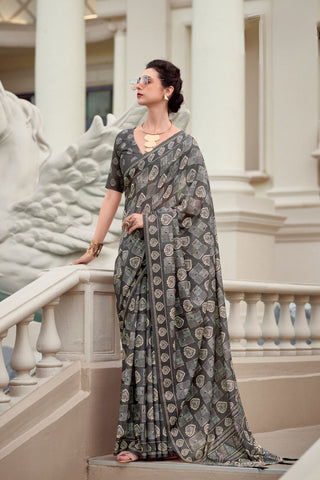 Black Pure Mulmul Silk Saree