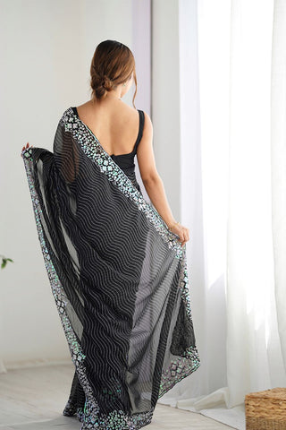Black Georgette Silk Saree_Kumari Sarees