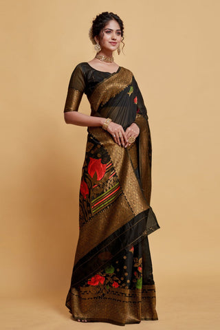 Black Soft Cotton Saree