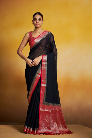 Black Georgette Silk Saree_Kumari Sarees
