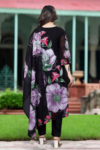 Georgette Print With Embroidered Roman Silk_Kumari Sarees