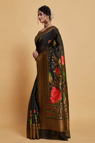 Black Soft Cotton Saree