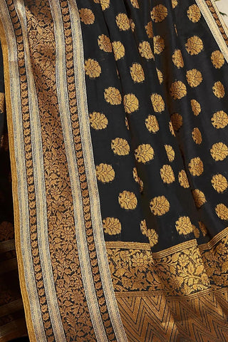 Black Kanjeevaram Cotton Saree