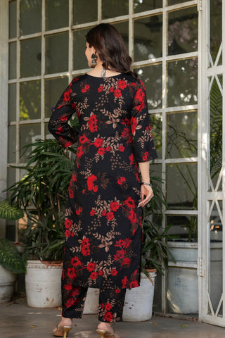Black Silk Blend Nazmeen With Embroidery Kurta Set_Kumari Sarees
