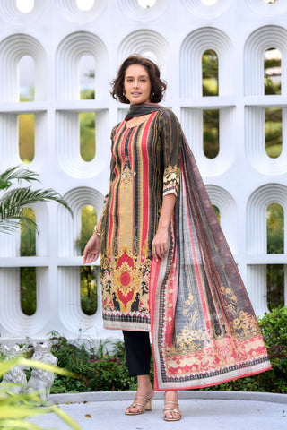 Black Vatican Silk Blend With Embroidery Kurta Set_Kumari Sarees