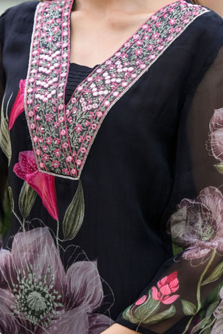 Georgette Print With Embroidered Roman Silk_Kumari Sarees