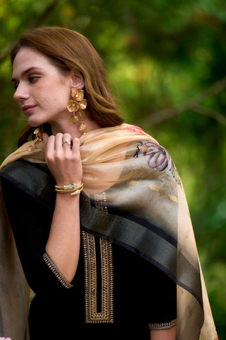 Black Viscos-Rayon With Embroidered Work Kurta Set