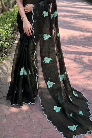 Black Chiffon Silk Saree