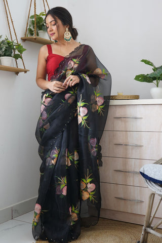 BLACK CHIFFON SILK SAREE