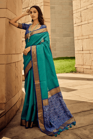 Blue Banarasi Patola Silk Saree