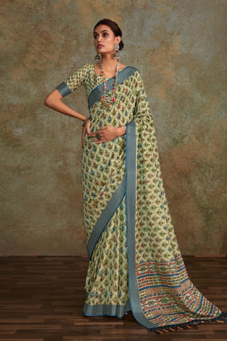 Blue Handloom With Sequence Weaving In Body Saree